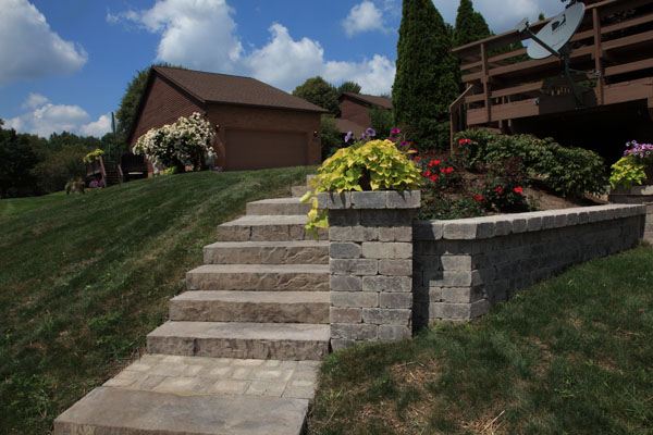 Tiered Landscaping Wall in Hillside